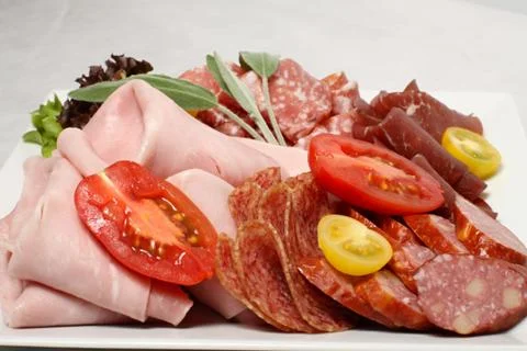 Ham and salami selection Stock Photos