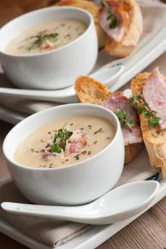 Ham and sweetcorn chowder Stock Photos