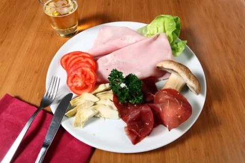 Ham and vegetables Stock Photos