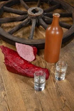 Ham And Vodka Stock Photos