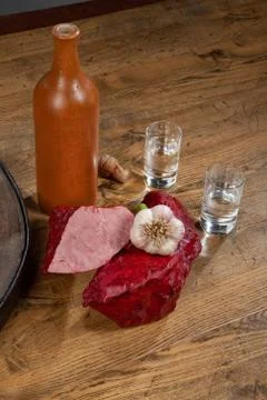 Ham And Vodka Stock Photos