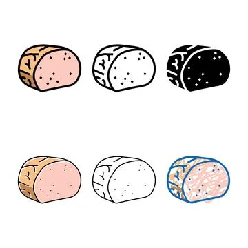 Ham beef color icon vector range Stock Illustration