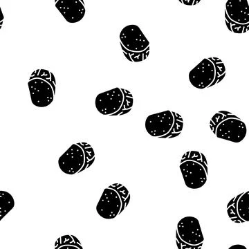 Ham beef glyph seamless pattern Stock Illustration