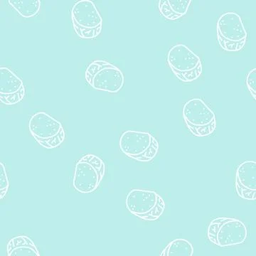 Ham beef line seamless pattern Stock Illustration