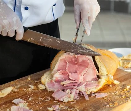 Ham in bread crust Stock Photos