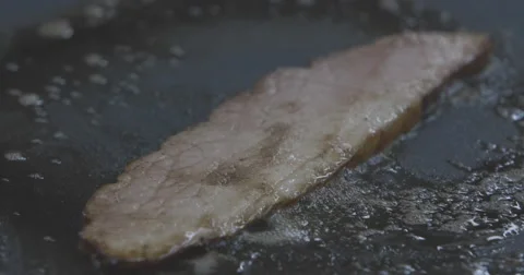 Ham Cooking On Griddle Canon 1DC Stock Footage 66885464
