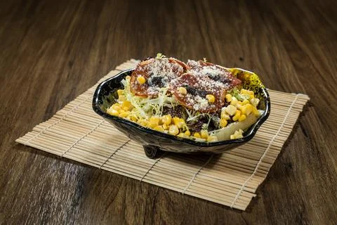 Ham Corn Mixed Salad Stock Photos