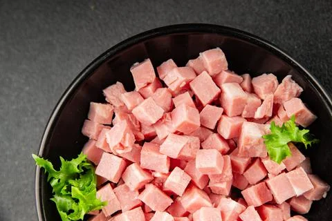 Ham cube shape pork meat tasty snack fresh, delicious, gourmet food backgro.. Stock Photos