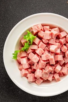 Ham cube shape pork meat tasty snack fresh, delicious, gourmet food backgro.. Stock Photos