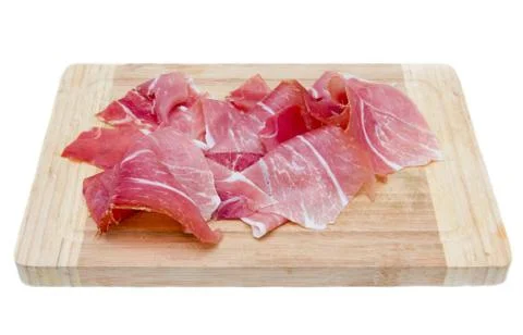 Ham on cutting board on white background Stock Photos