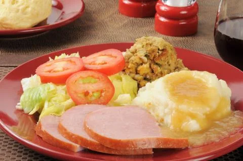 Ham dinner closeup Stock Photos