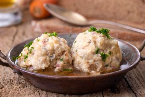 Ham dumplings in broth Stock Photos