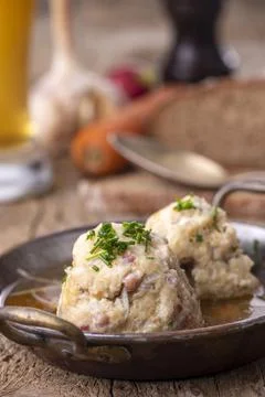 Ham dumplings in broth Stock Photos