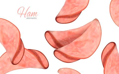 Ham elements floating in the air Stock Illustration
