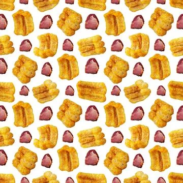 Ham flavored chip snacks as a seamless pattern Stock Photos