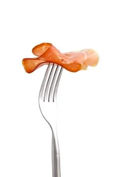 Ham on the fork Stock Photos