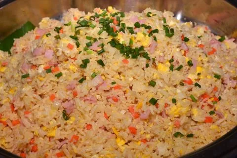 Ham fried rice. Foto stock