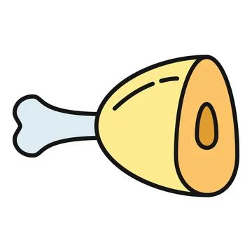 Ham leg bone cartoon flat line icon Ilustración de archivo
