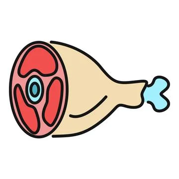 Ham leg cutting section fresh meat icon Stock Illustration