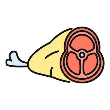 Ham leg meat cut illustration icon Stock Illustration