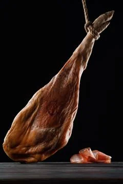 Ham, leg, Parma ham. Thin slicing. Stock Photos