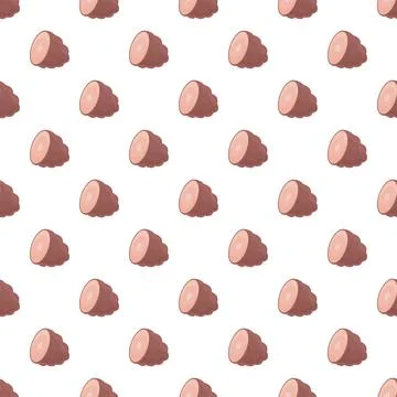 Ham meat cartoon repeating seamless pattern design Stock Illustration