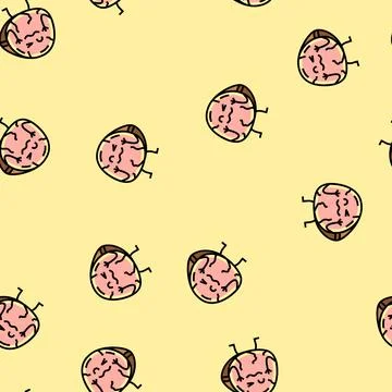 Ham meat character vector seamless pattern Stock Illustration