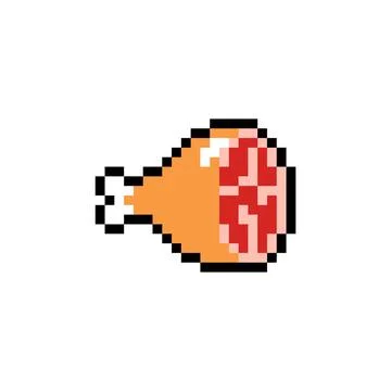 Ham meat pixel art icon isolated. 8 bit food sign. pixelated Symbol for mob.. 스톡 일러스트