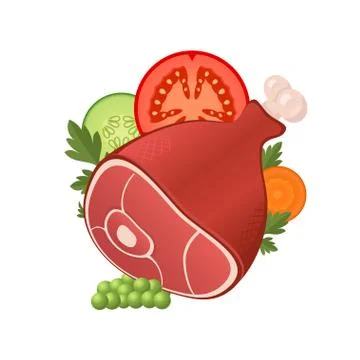 Ham meat with vegetables イラスト素材
