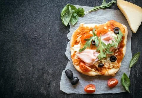 Ham mini pizza Stock Photos