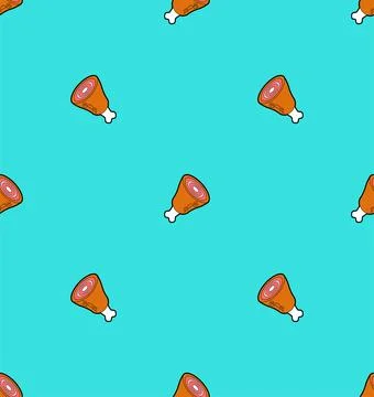 Ham pattern seamless. Meat on bone background. Pork on bone texture. food o.. Stock Illustration