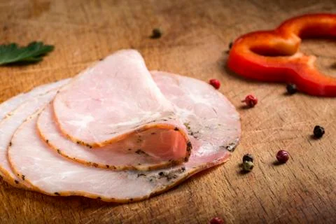 Ham pepper slices Foto stock