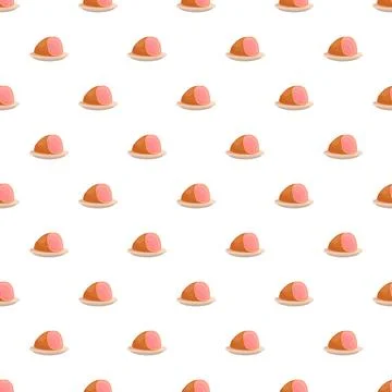 Ham pieces on plates creating a seamless pattern Stock Illustration