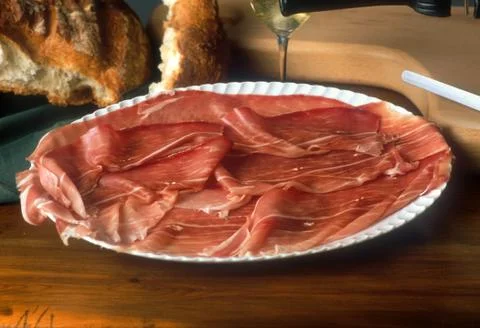 Ham plate with bread Stock Photos