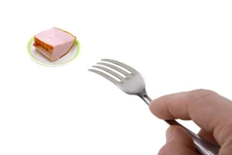 Ham on a plate Stock Photos