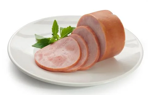 Ham on the plate Stock Photos