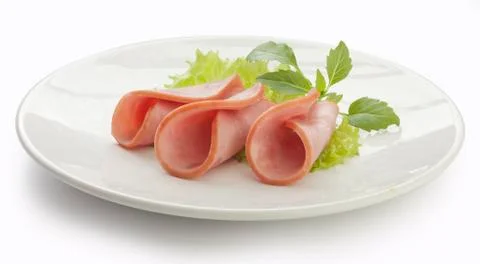 Ham on the plate Stock Photos