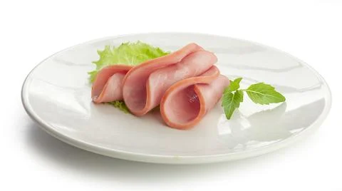 Ham on the plate Stock Photos