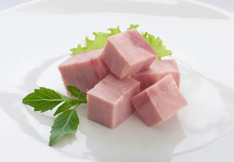 Ham on the plate Stock Photos