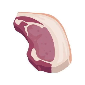 Ham, pork, steak, bacon, beef for market, restaurant. Flat style Stock Illustration
