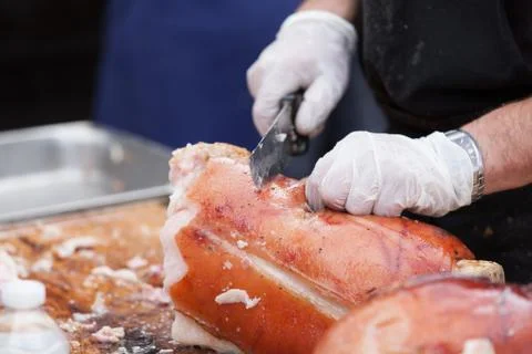 Ham roast to pin Stock Photos