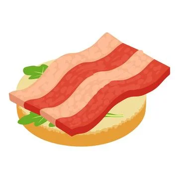 Ham sandwich icon isometric vector. Sandwich with ham piece and arugula leaf Stock Illustration