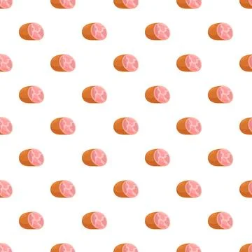 Ham sausage seamless pattern on white background 스톡 일러스트