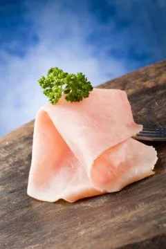 Ham slice with parsley Stock Photos