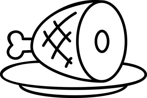 Ham slice on a plate icon Ilustración de archivo