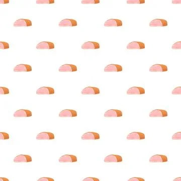 Ham slices pattern creating a seamless food background Stock Illustration
