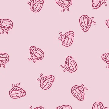 Ham smoked line seamless pattern Stock Illustration