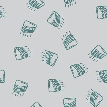 Ham smoked line vector seamless pattern Stock Illustration