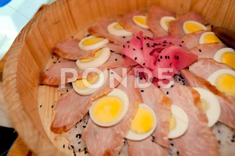 Ham sushi, gourmet Stock Photos