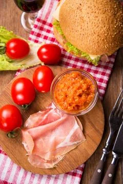 Ham with vegetable Stock Photos